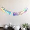 Pre-Strung Happy Birthday Sign - NO DIY - Holographic Hanging Banner Iridescent White Bunting String Flag Garland
